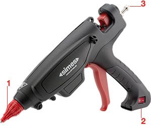 Carater&iacute;sticas da pistola de colagem simHM12 P 180 W