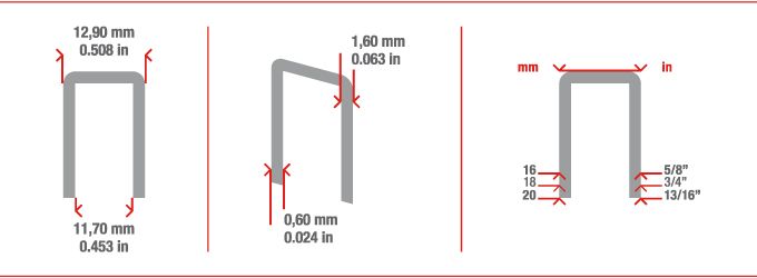 Measurements staple 110