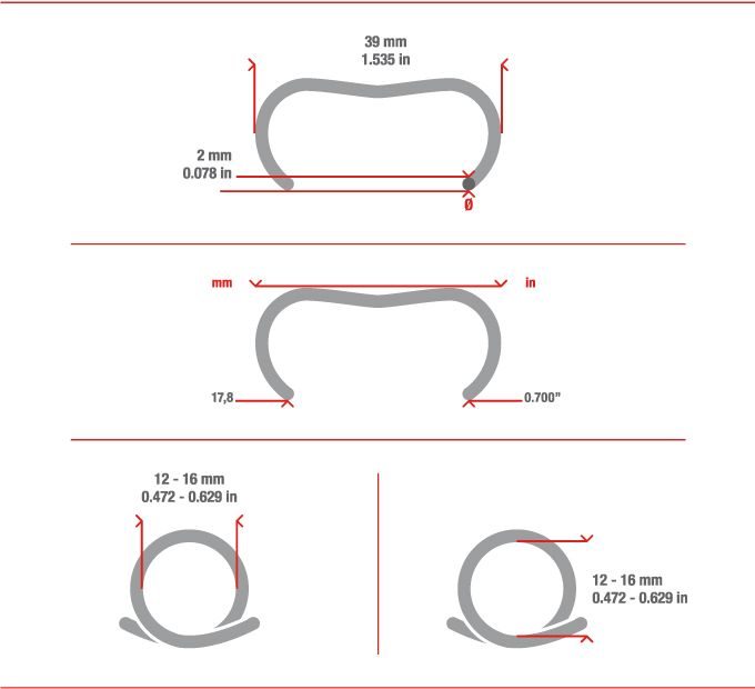 Measurements Hog Ring staple A40