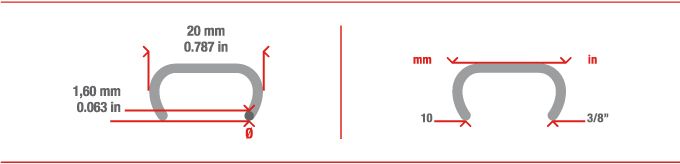 Measurements Hog Ring staple C20