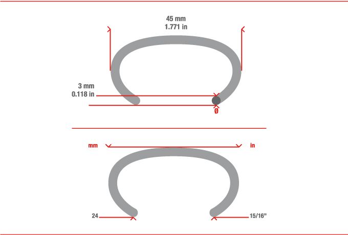 Measurements Hog Ring staple CL50
