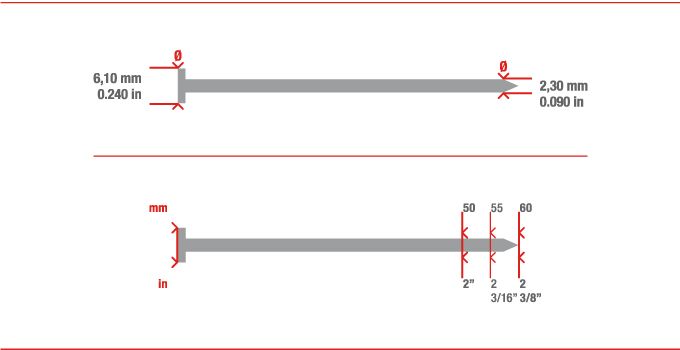 Measurements strip nail EC