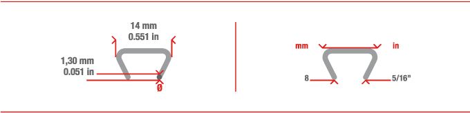 Measurements Hog Ring staple HR14