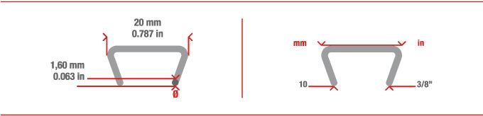 Measurements Hog Ring staple HR20