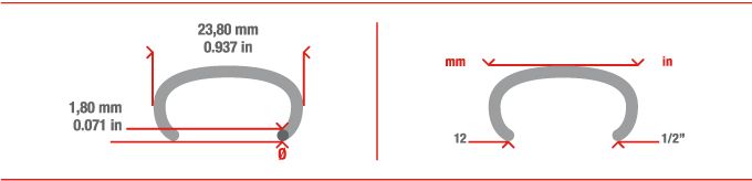 Measurements Hog Ring staple YM13